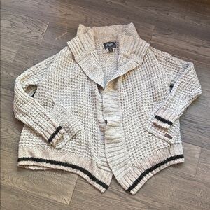 Roots | Cream/Grey Waterfall Knit Cardigan Sweater Size Medium